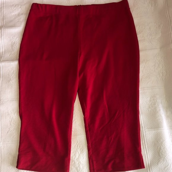 NEW Susan Graver Weekend French Terry  Pull-On Crop Pants Red XL - Picture 5 of 16